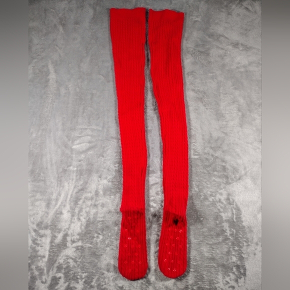 Savage Fenty Cozy Thigh-high Cable Red Sweater Knit Night Slipper Socks NWOT - Picture 1 of 3